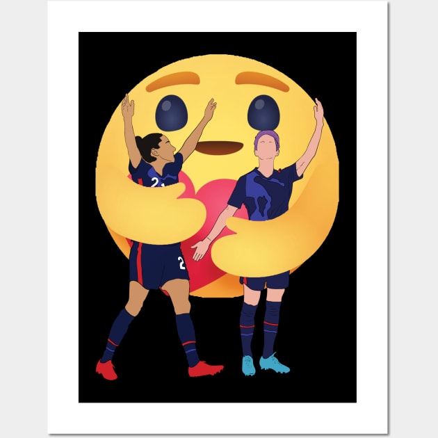 Christen Press Megan Rapinoe USWNT Emoji Hug Reaction Wall Art by Hevding